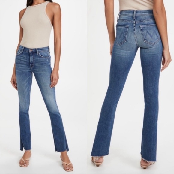 MOTHER The Runaway Step Fray Jeans Leaps and Bounds Blue Wash Size 25 - Picture 1 of 9